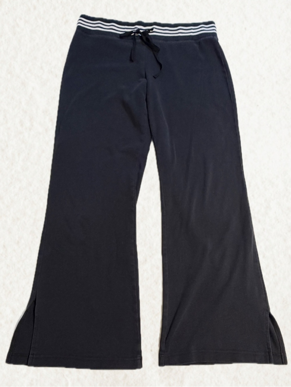 VINTAGE Y2K low rise yoga lounge pants wide leg flare ribbed waistband black